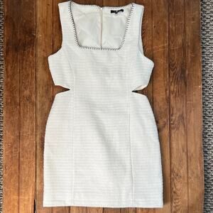 7 For All Mankind White wool sleeveless wool cut out sides midi Dress size sm